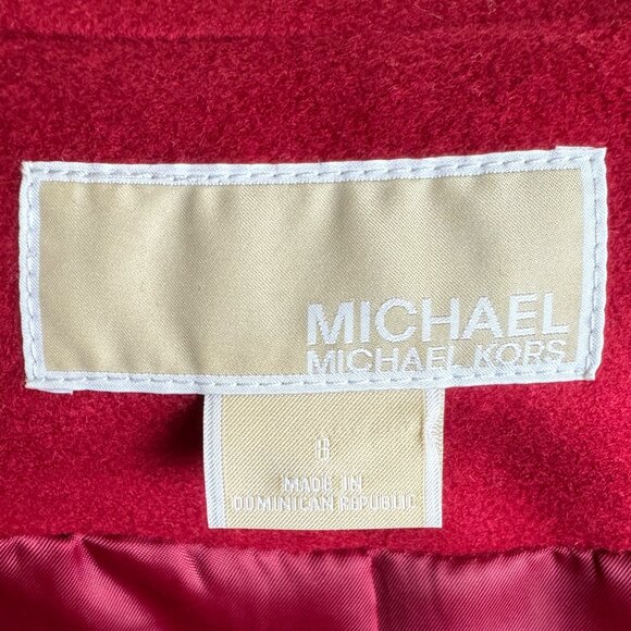 Michael Michael Kors Wool Blend Double Breasted Peacoat Coat Jacket Sz 8 Red - Picture 6 of 17
